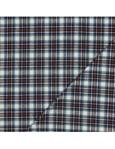 Tissu flanelle tartan écossais - Beige et marron