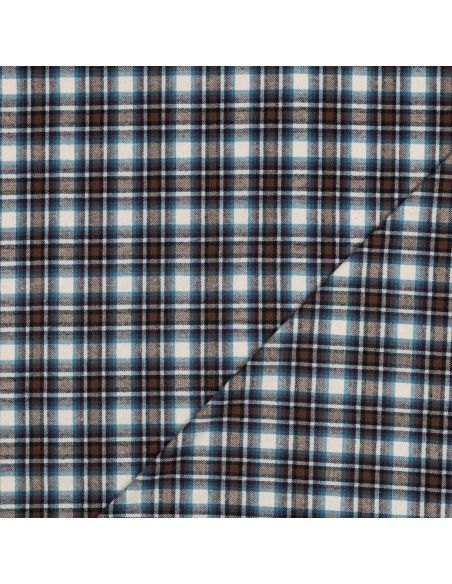 Tissu flanelle tartan écossais - Beige et marron