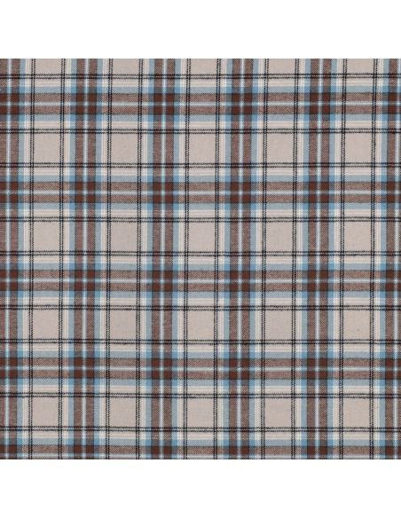 Tissu flanelle tartan écossais - Beige et bleu