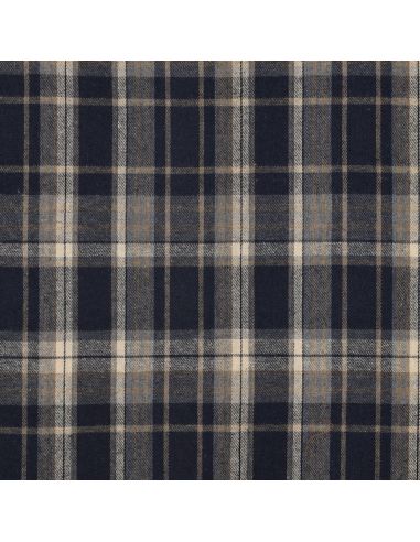 Tissu tartan écossais - Bleu marine et beige
