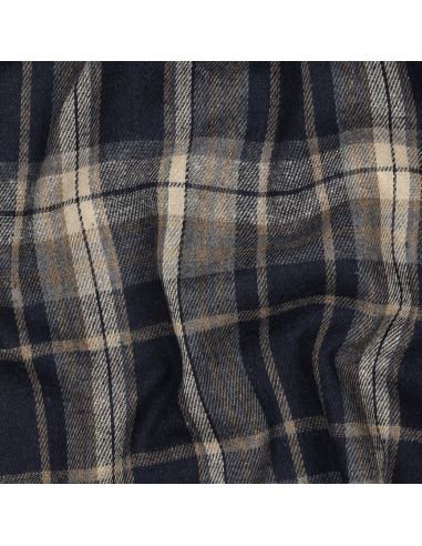 Tissu tartan écossais - Bleu marine et beige