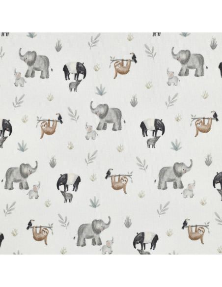 Tissu jersey coton maille côtelé - Safari blanc