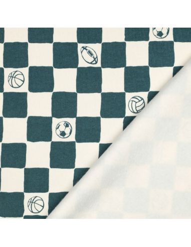 Tissu jogging sport - Naturel et pétrole