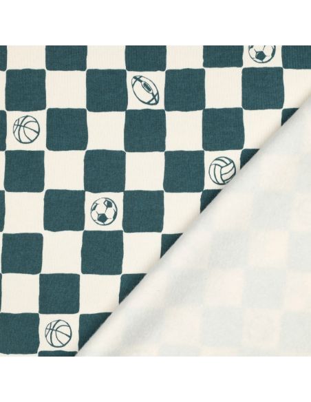 Tissu jogging sport - Naturel et pétrole