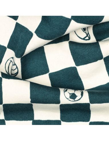 Tissu jogging sport - Naturel et pétrole