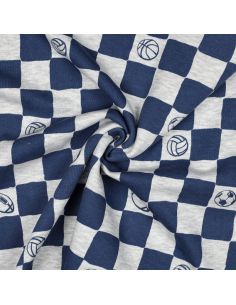 Tissu jogging sport - Bleu et gris chiné