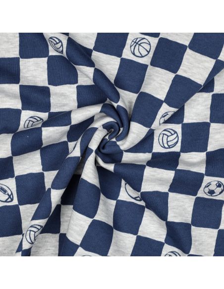 Tissu jogging sport - Bleu et gris chiné