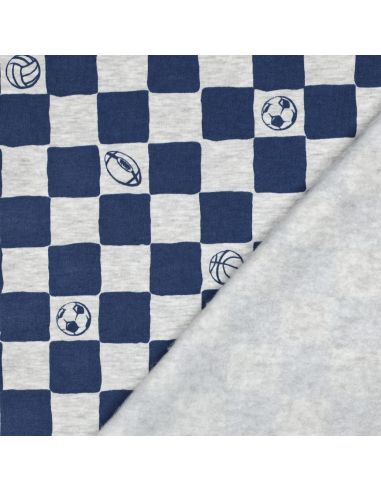 Tissu jogging sport - Bleu et gris chiné