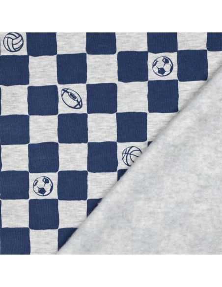Tissu jogging sport - Bleu et gris chiné