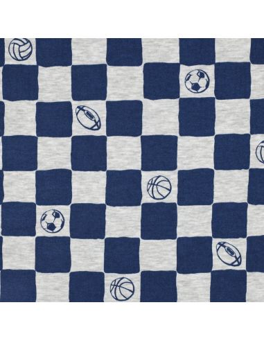 Tissu jogging sport - Bleu et gris chiné