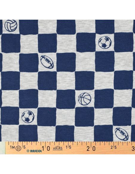 Tissu jogging sport - Bleu et gris chiné