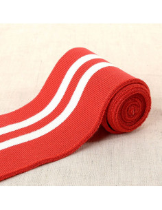 Bord-côte poignets et taille - Rouge rayures blanches