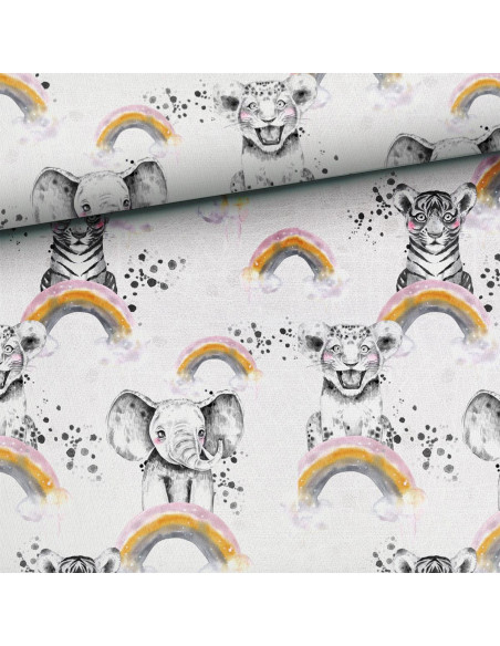 Tissu sweat - Animaux arc-en-ciel