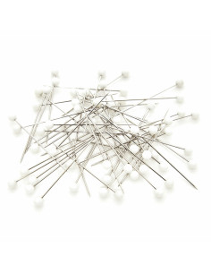 Tube en verre de 60 épingles extra-fines tête plastique - Blanc 2