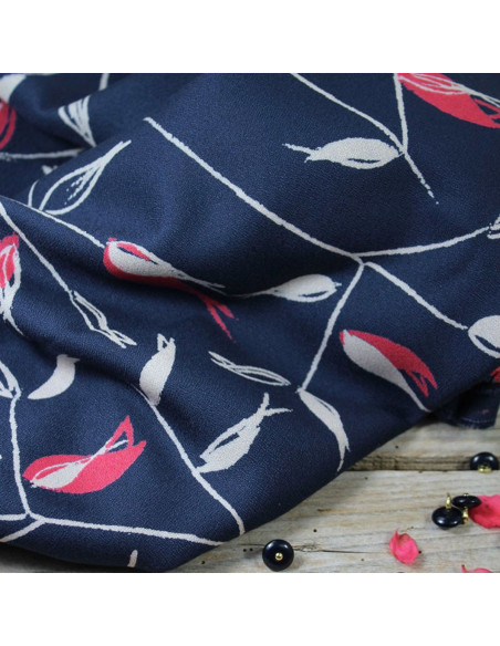 Tissu crêpe de viscose Avena bleu atlantique - Églantine & Zoé