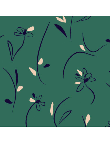 Tissu sergé de viscose Bloom vert émeraude - Églantine & Zoé