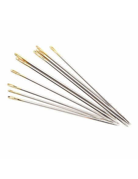 Tube en verre de 10 aiguilles à coudre longues premium