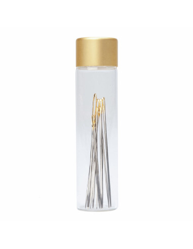 Tube en verre de 10 aiguilles à coudre et à broder assorties premium