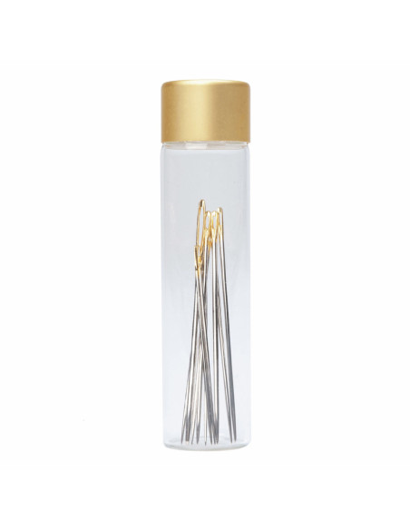 Tube en verre de 10 aiguilles à coudre et à broder assorties premium