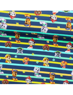 Tissu jersey Pat´ Patrouille - Personnages et lignes colorées