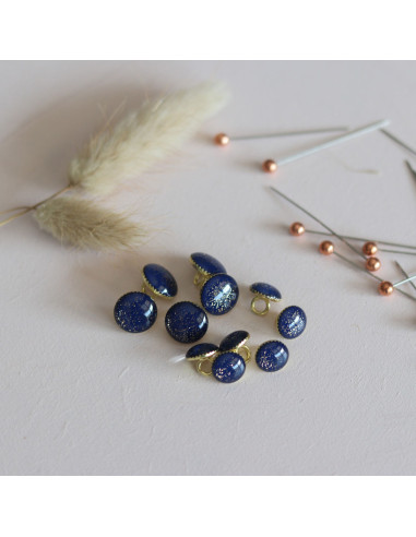 Bouton de bottine pailleté or - Bleu marine
