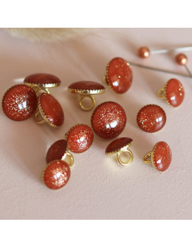 Bouton de bottine pailleté or - Caramel
