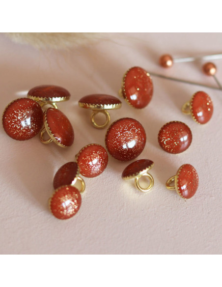 Bouton de bottine pailleté or - Caramel