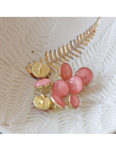 Bouton de bottine pailleté or - Corail
