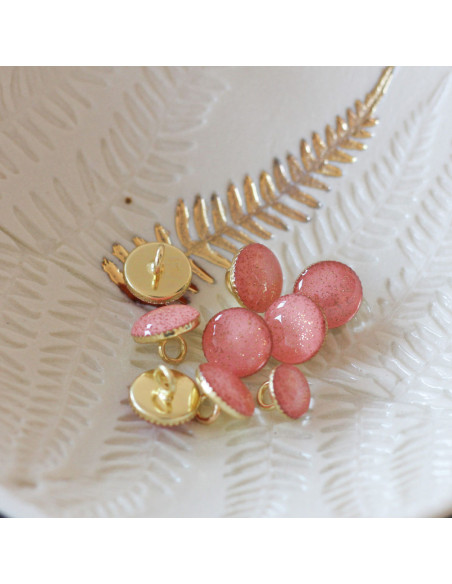 Bouton de bottine pailleté or - Corail