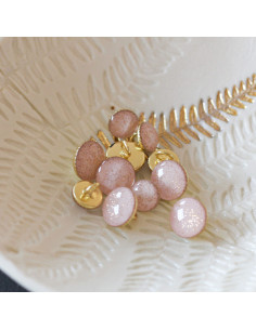 Bouton de bottine pailleté or - Rose pâle