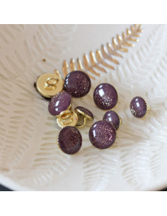 Bouton de bottine pailleté or - Violet