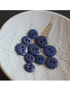 Bouton glitter 2 trous - Bleu marine