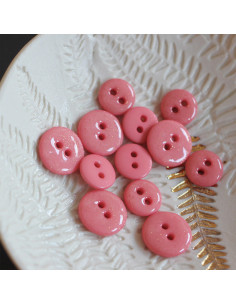 Bouton glitter 2 trous - Corail