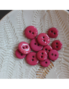 Bouton glitter 2 trous - Fuchsia