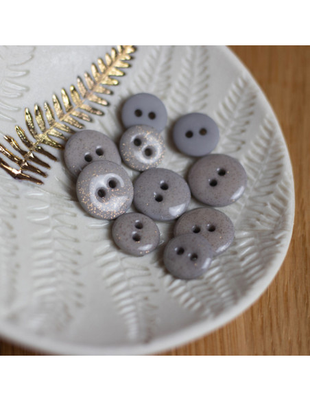 Bouton glitter 2 trous - Gris