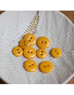 Bouton glitter 2 trous - Jaune
