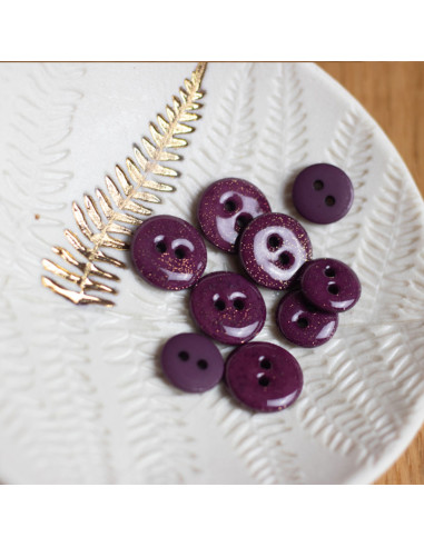 Bouton glitter 2 trous - Violet