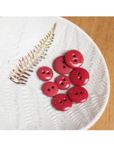Bouton glitter 2 trous - Rouge