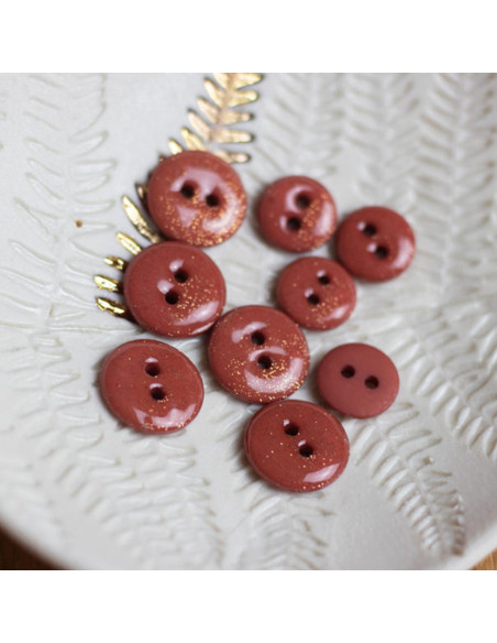 Bouton glitter 2 trous - Terracotta
