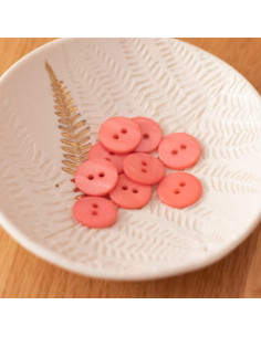 Bouton nacre plat 2 trous - Corail