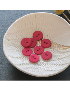 Bouton nacre plat 2 trous - Fuchsia