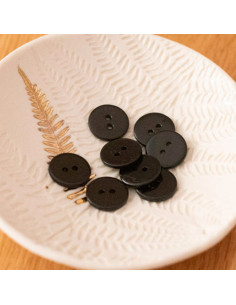 Bouton nacre plat 2 trous - Noir