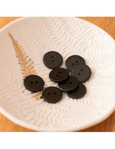 Bouton nacre plat 2 trous - Noir