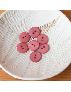 Bouton nacre plat 2 trous - Vieux rose