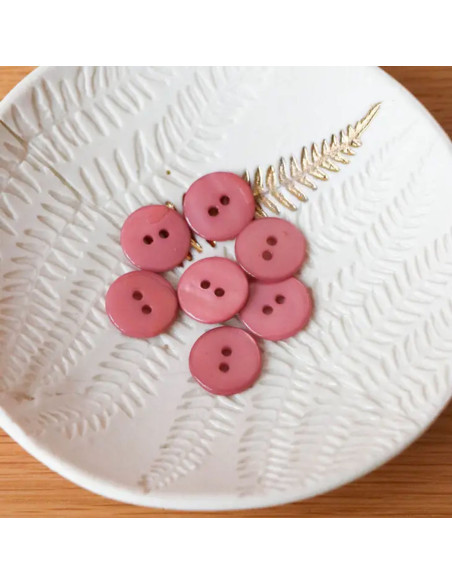 Bouton nacre plat 2 trous - Vieux rose
