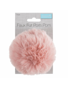 Pompon imitation fourrure 11 cm - Rose clair 2