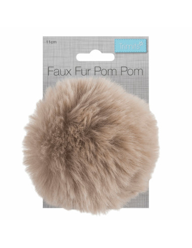 Pompon imitation fourrure 11 cm - Naturel