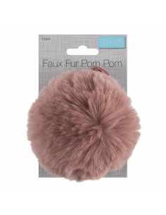 Pompon imitation fourrure 11 cm - Vieux rose 2