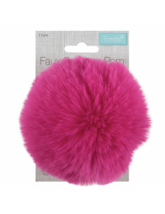 Pompon imitation fourrure 11 cm - Cerise 2