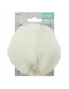 Pompon imitation fourrure 11 cm - Crème 2